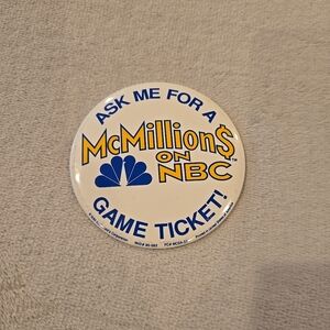 1990 McDonald's Pin Ask Me For‎ A McMillions On NBC Game Ticket 3"